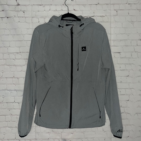 ✨Rip Curl Anti Series Grey Hooded Jacket Mens Small Lightweight Wind Rain Coat - Picture 3 of 6